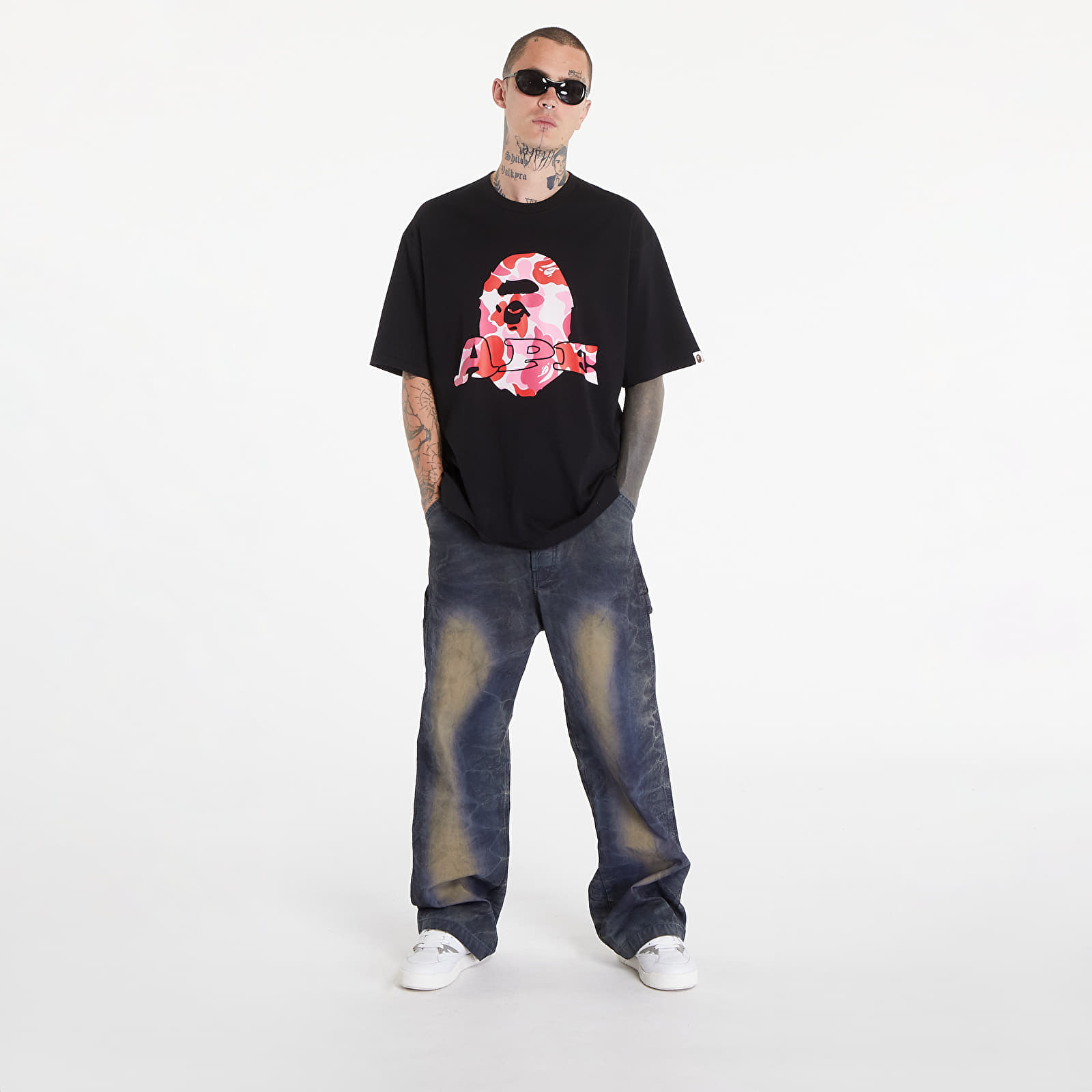 Marškinėliai A BATHING APE Abc Camo Ape Head Relaxed Fit Short Sleeve Tee Black