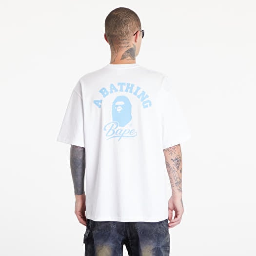 Tricou A BATHING APE Cursive College Logo Relaxed Fit Short Sleeve Tee White