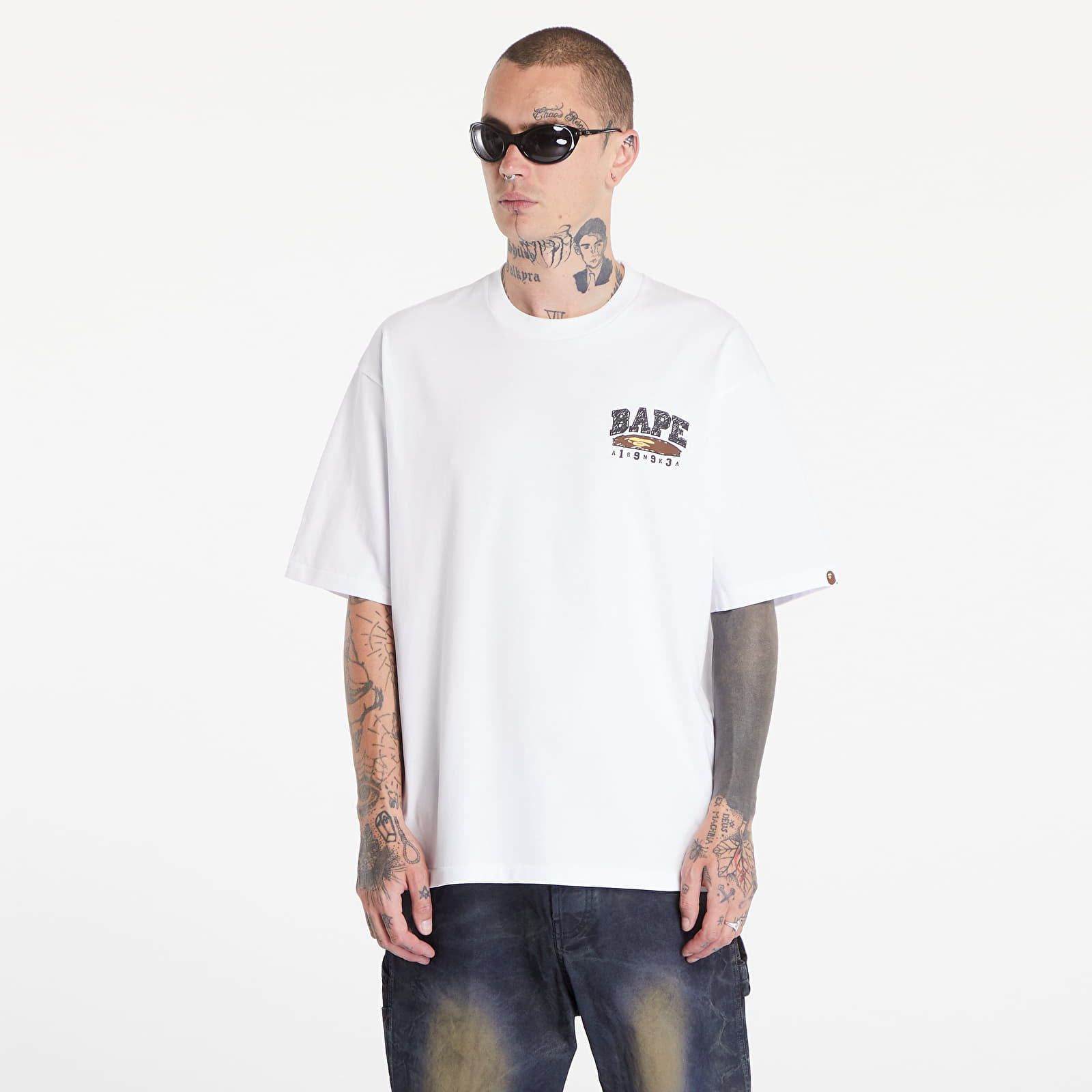 Pólók A BATHING APE Hand Draw Bape Relaxed Fit Short Sleeve Tee White