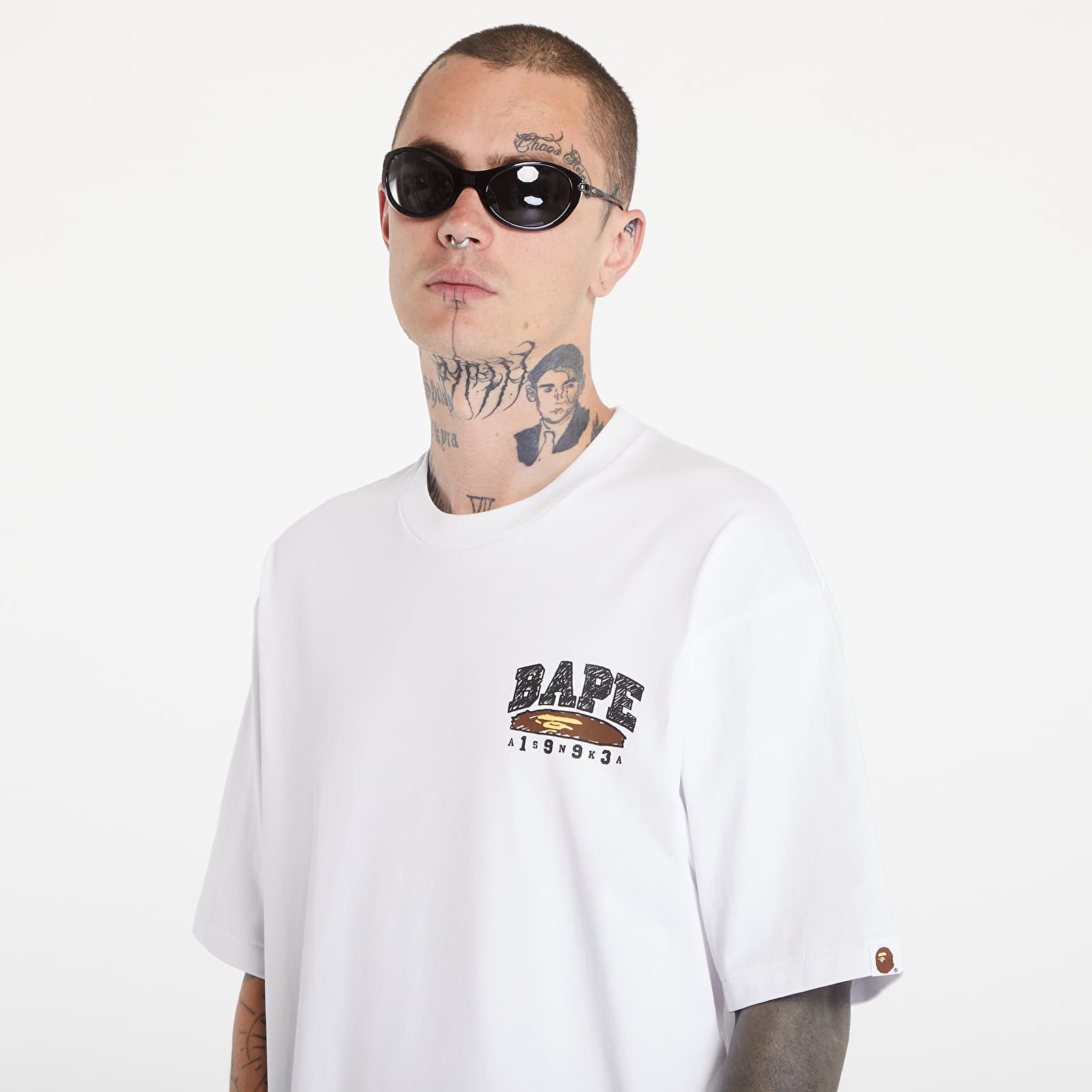 Pólók A BATHING APE Hand Draw Bape Relaxed Fit Short Sleeve Tee White