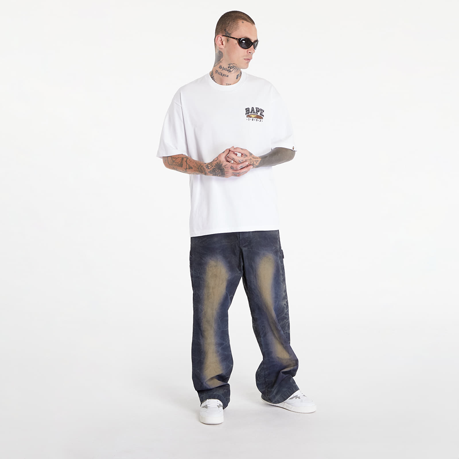 Pólók A BATHING APE Hand Draw Bape Relaxed Fit Short Sleeve Tee White