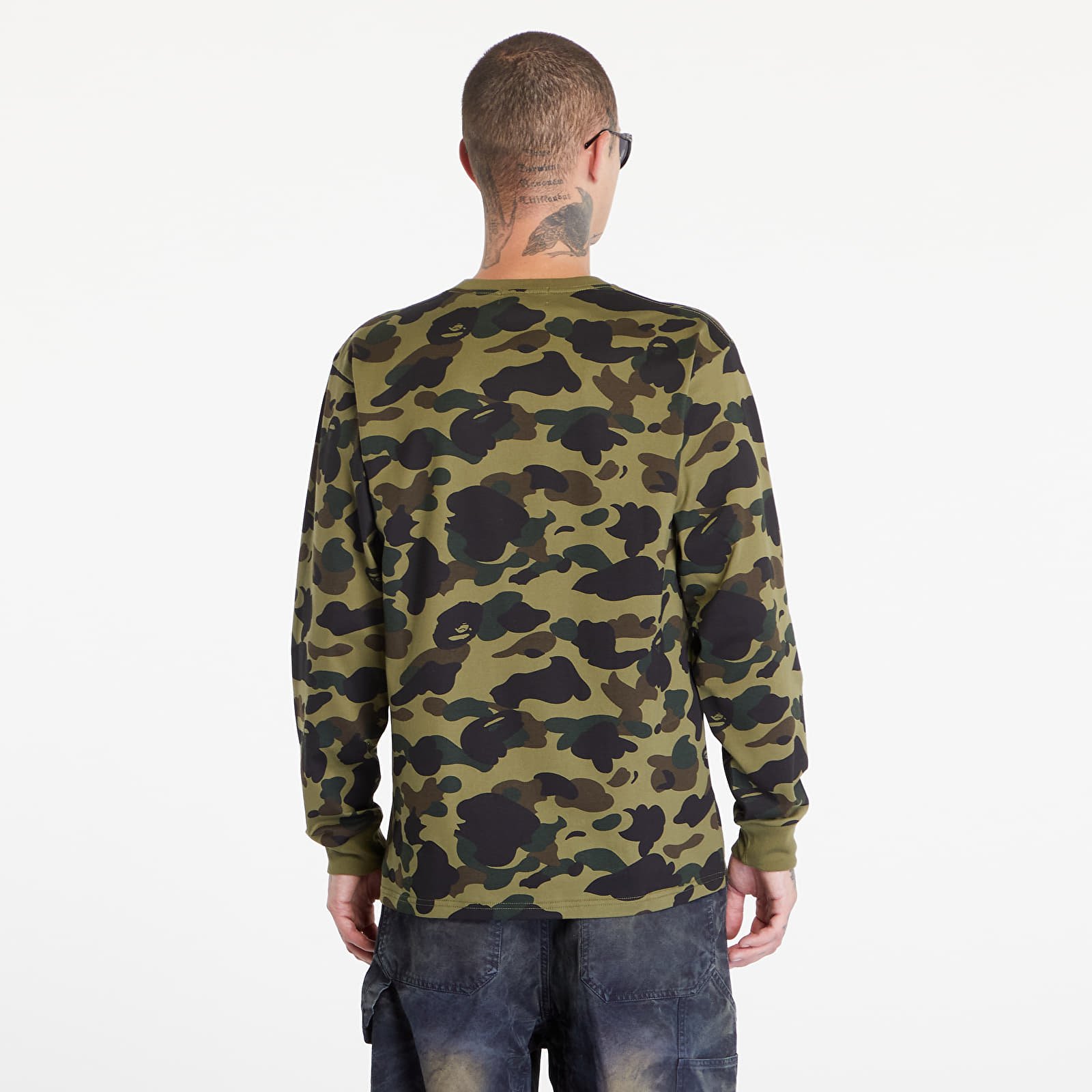 T shirts A BATHING APE 1St Camo College Long Sleeve Tee Green Footshop