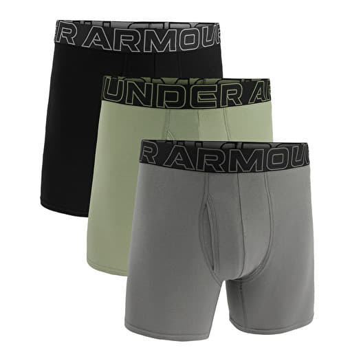 Boxerky Under Armour M Perf Cotton 6in 3-Pack Green