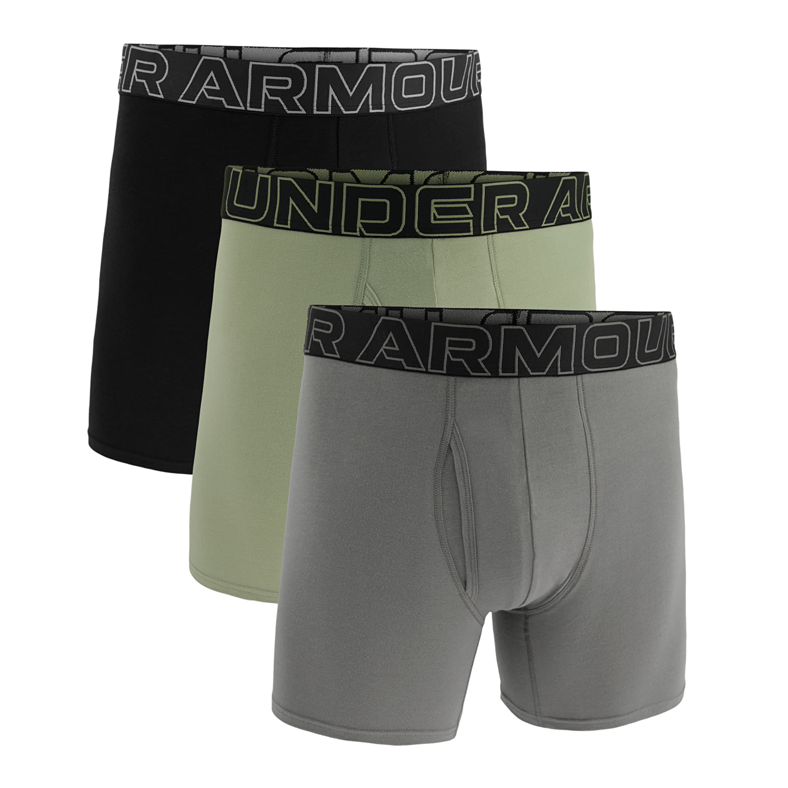 Boxerky Under Armour M Perf Cotton 6in 3-Pack Green