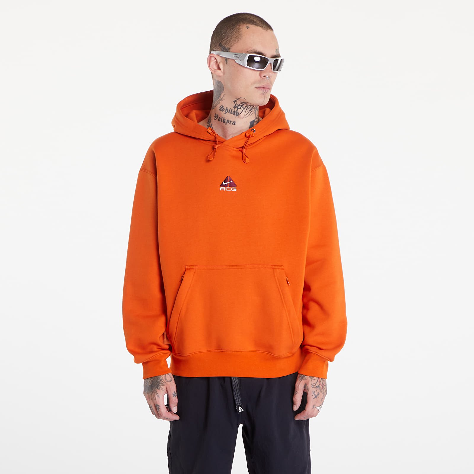 Mikiny Nike ACG Therma-FIT Fleece Pullover Hoodie UNISEX Campfire Orange/ Summit White