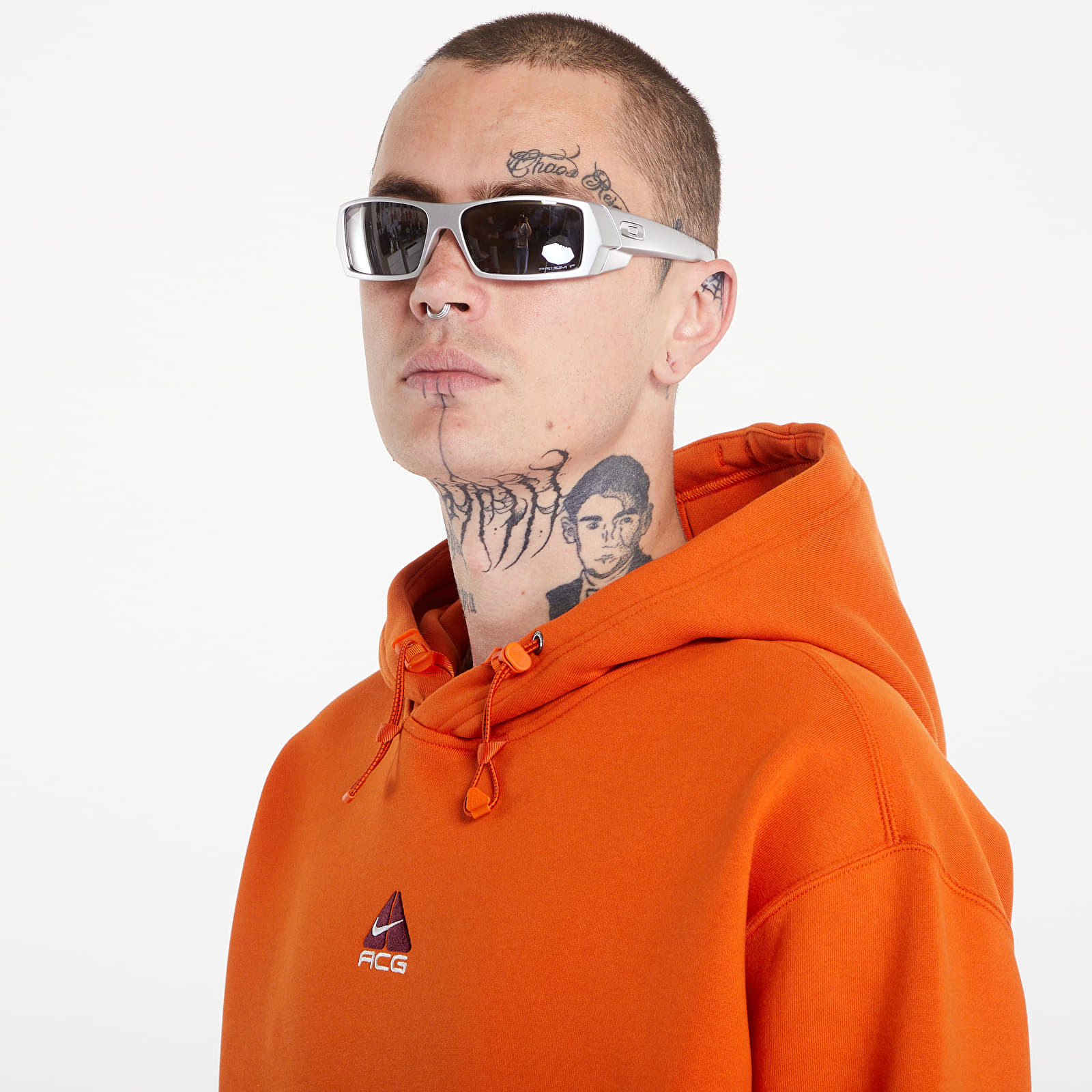 Mikiny Nike ACG Therma-FIT Fleece Pullover Hoodie UNISEX Campfire Orange/ Summit White