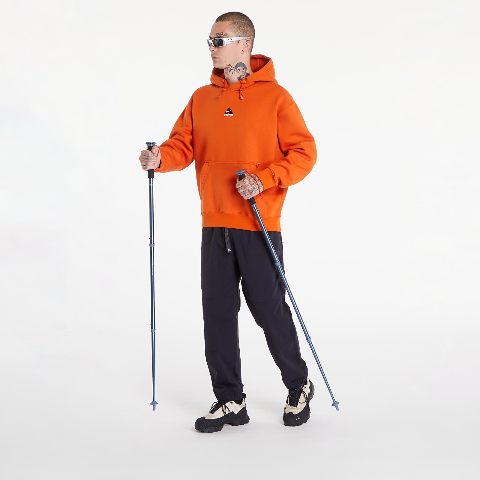Mikiny Nike ACG Therma-FIT Fleece Pullover Hoodie UNISEX Campfire Orange/ Summit White