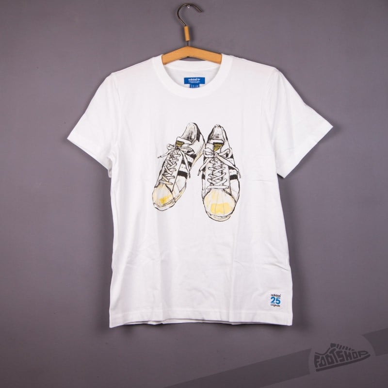 Marškinėliai ir marškinėliai adidas Superstar Nigo Shoe Tee White