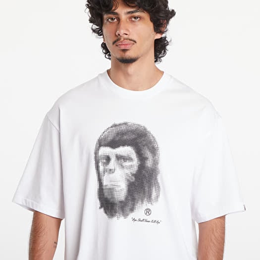 Shirt Bandiere Patch Ayas Pixel Comic Ape Head Relaxed Fit Short Sleeve Tee chest stripe t shirt in navy T