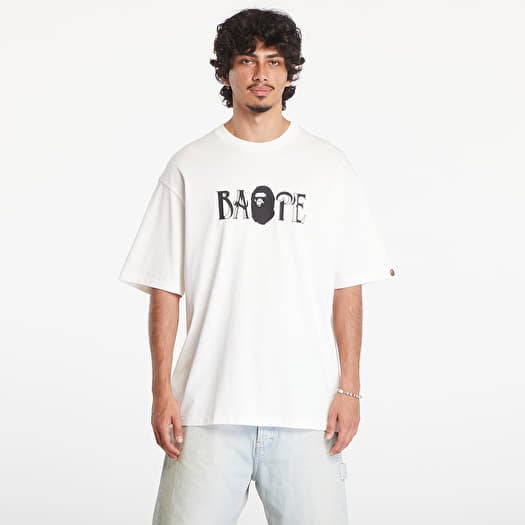Tričko A BATHING APE Screen Print Logo Relaxed Fit Short Sleeve Tee Ivory