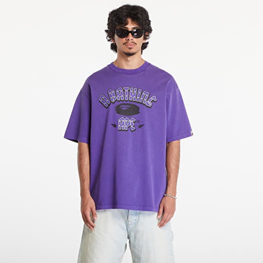 Póló A BATHING APE Garment Dye Rhinestone Logo Relaxed Fit Short Sleeve Tee Purple