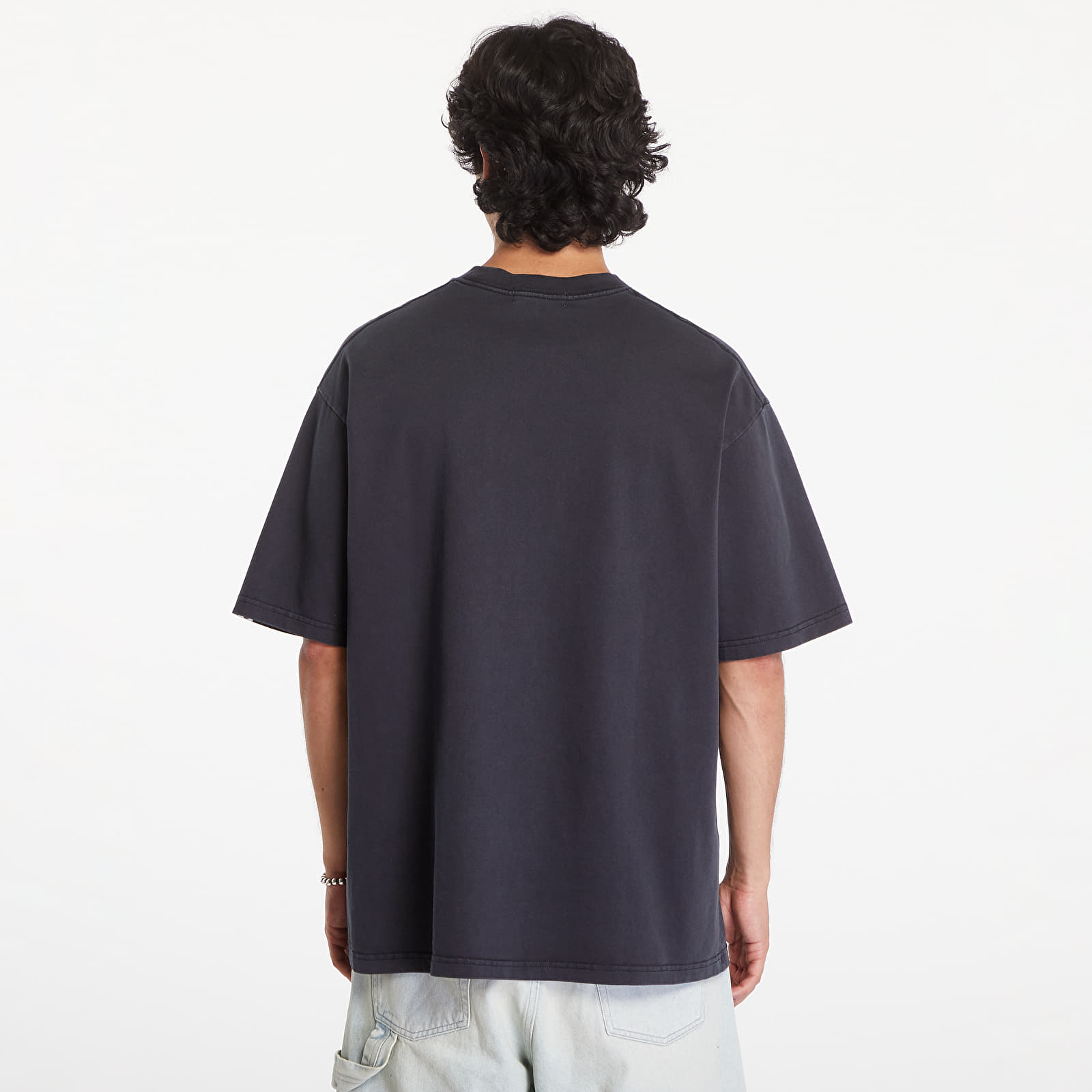 T-paidat A BATHING APE Garment Dye Rhinestone Logo Relaxed Fit Short Sleeve Tee Charcoal