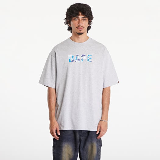 T-shirt A BATHING APE Rhinestone Logo Relaxed Fit Short Sleeve Tee Gray