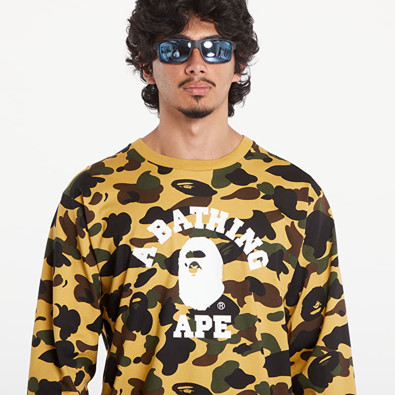 A BATHING APE 1St Camo College Long Sleeve Tee Yellow | Footshop