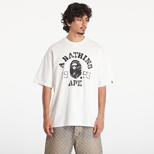 T-shirt A BATHING APE Screen Print College Relaxed Fit Short Sleeve Tee Ivory