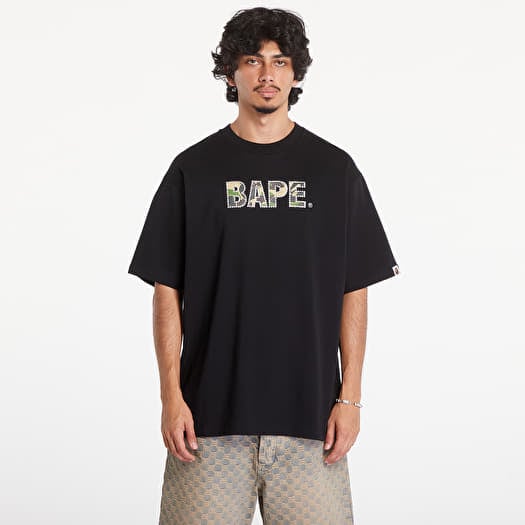 T-shirt A BATHING APE Rhinestone Logo Relaxed Fit Short Sleeve Tee Black