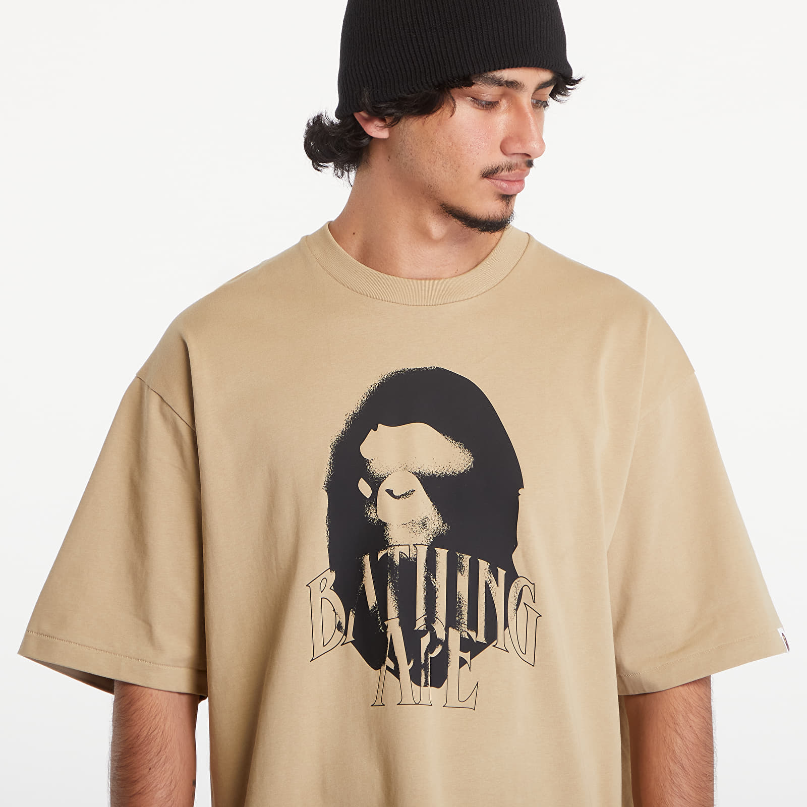 T-paidat A BATHING APE Spray Print Logo Relaxed Fit Short Sleeve Tee Beige