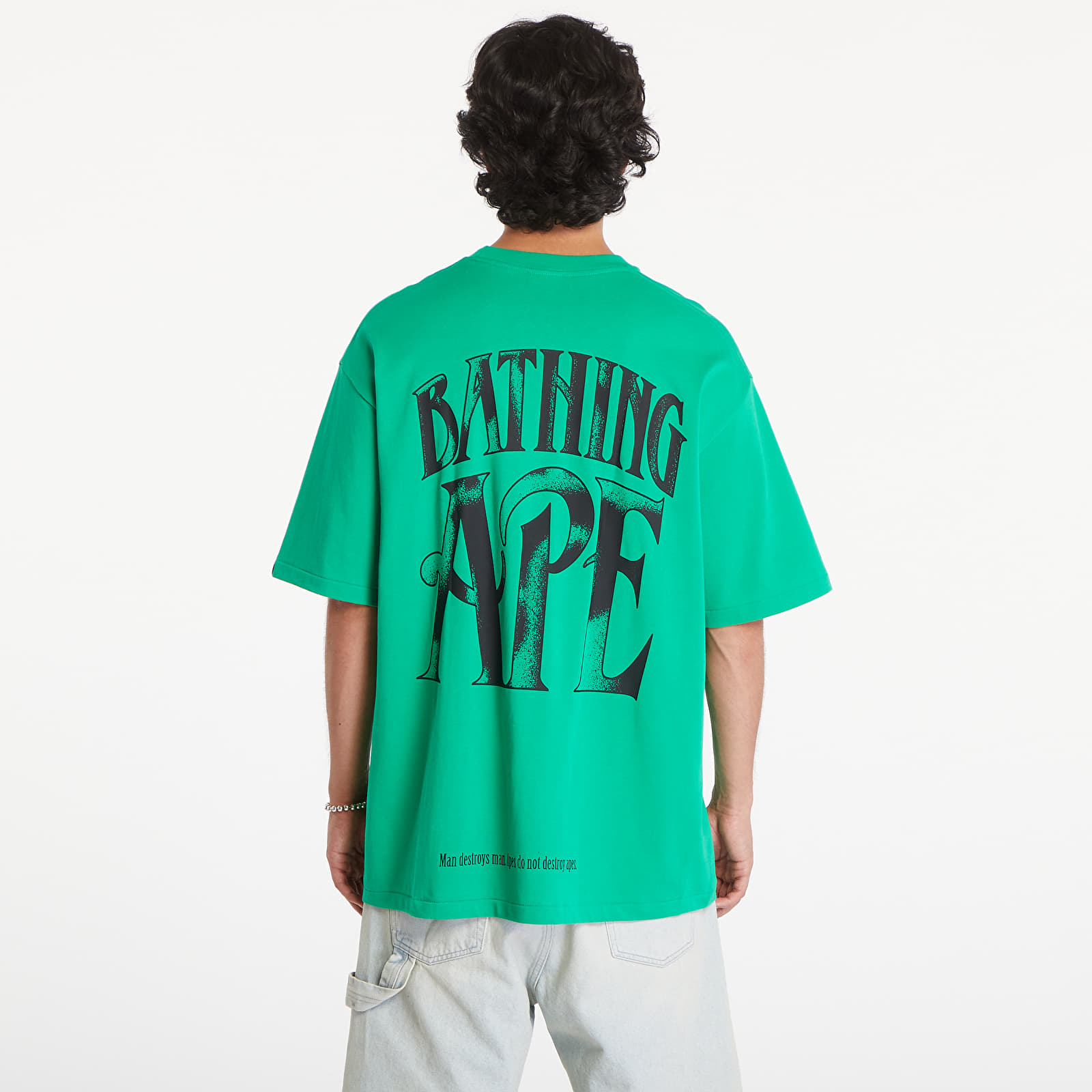 Trička A BATHING APE Screen Print Logo Relaxed Fit Short Sleeve Tee Green