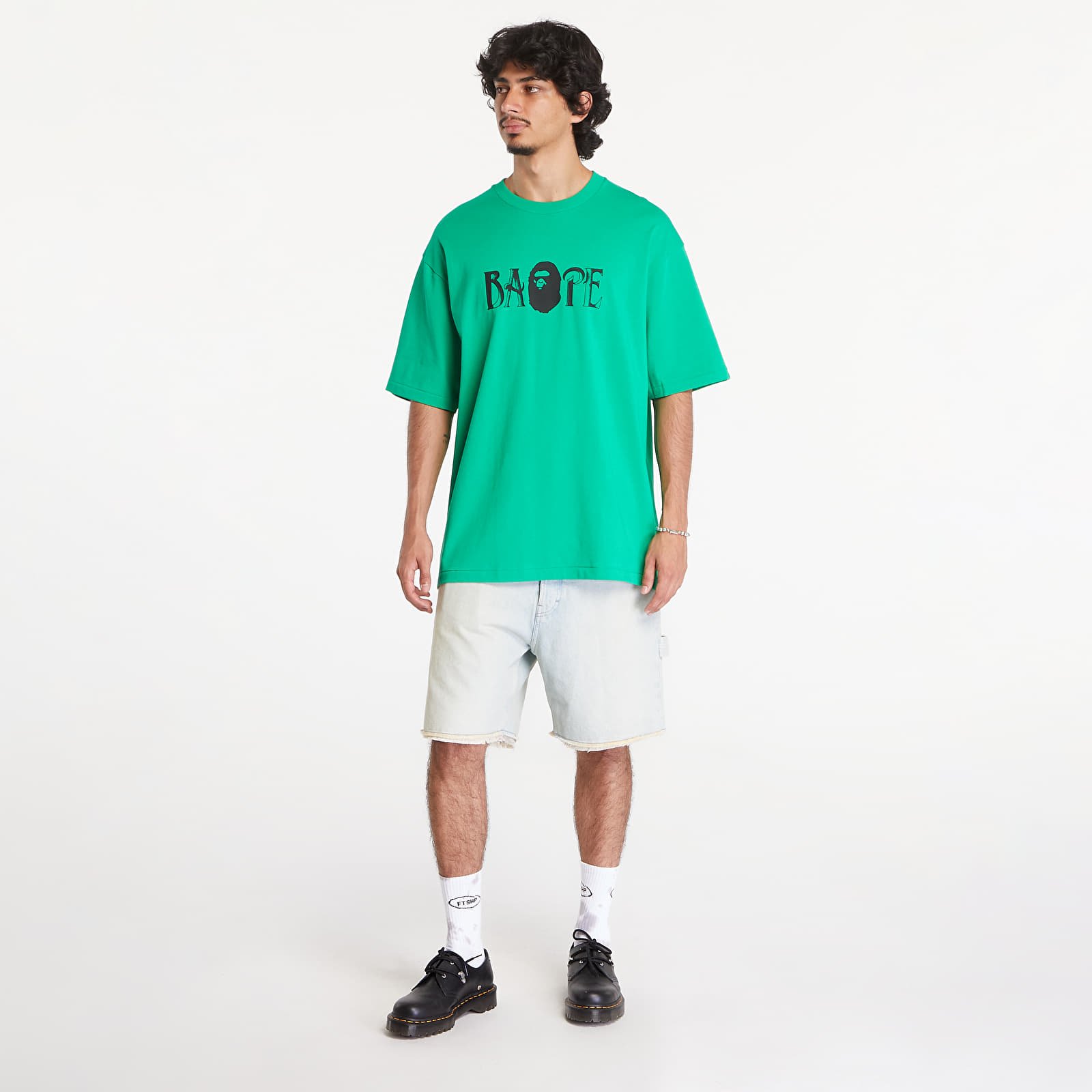 Trička A BATHING APE Screen Print Logo Relaxed Fit Short Sleeve Tee Green
