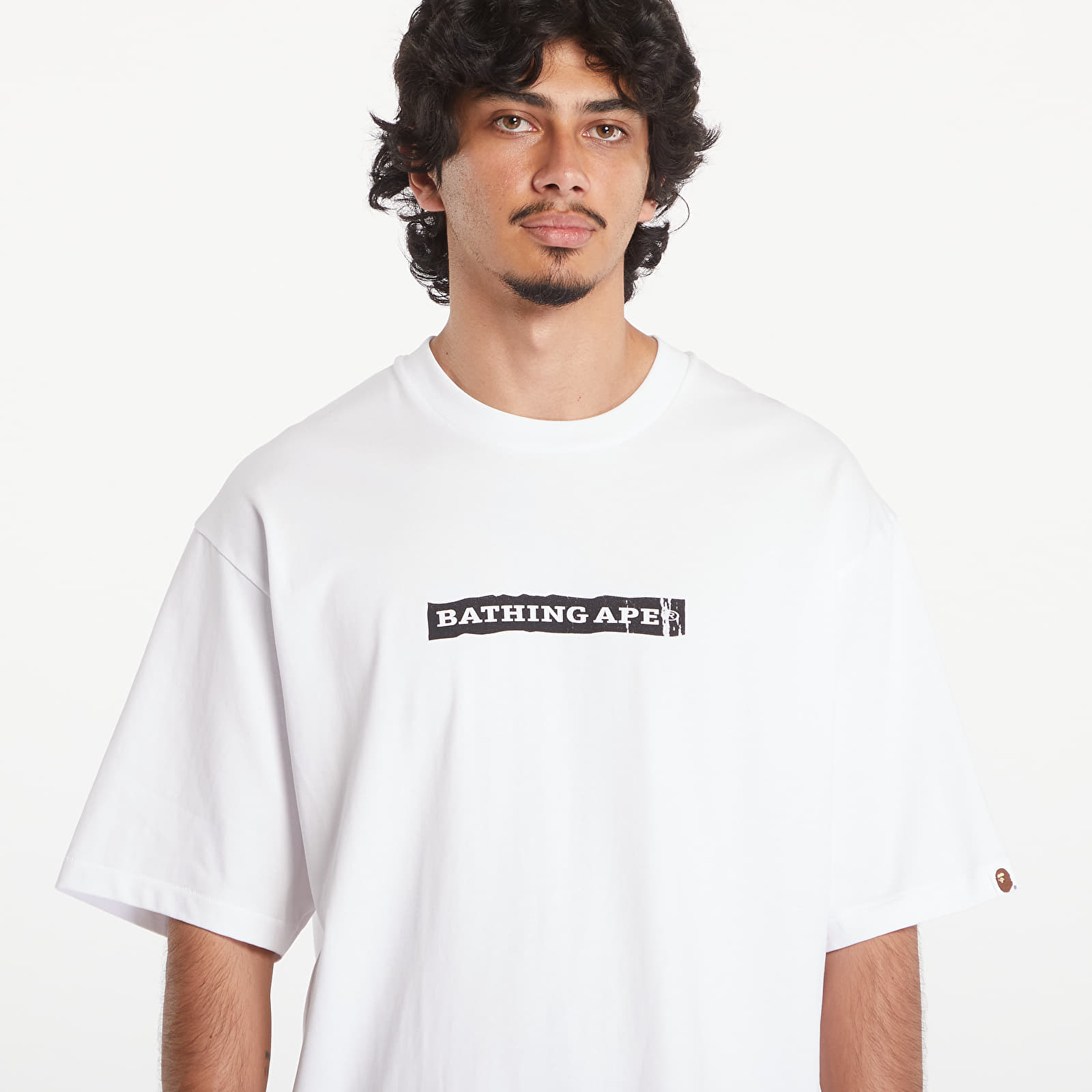 T-shirts A BATHING APE Screen Print Stencil Logo Relaxed Fit Short Sleeve Tee White