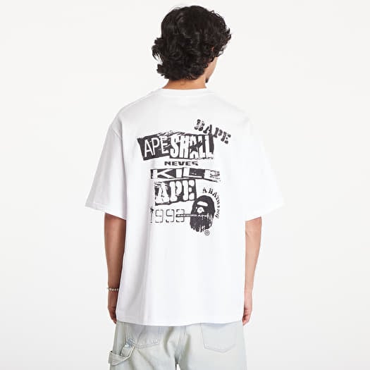 T-shirt A BATHING APE Screen Print Stencil Logo Relaxed Fit Short Sleeve Tee White