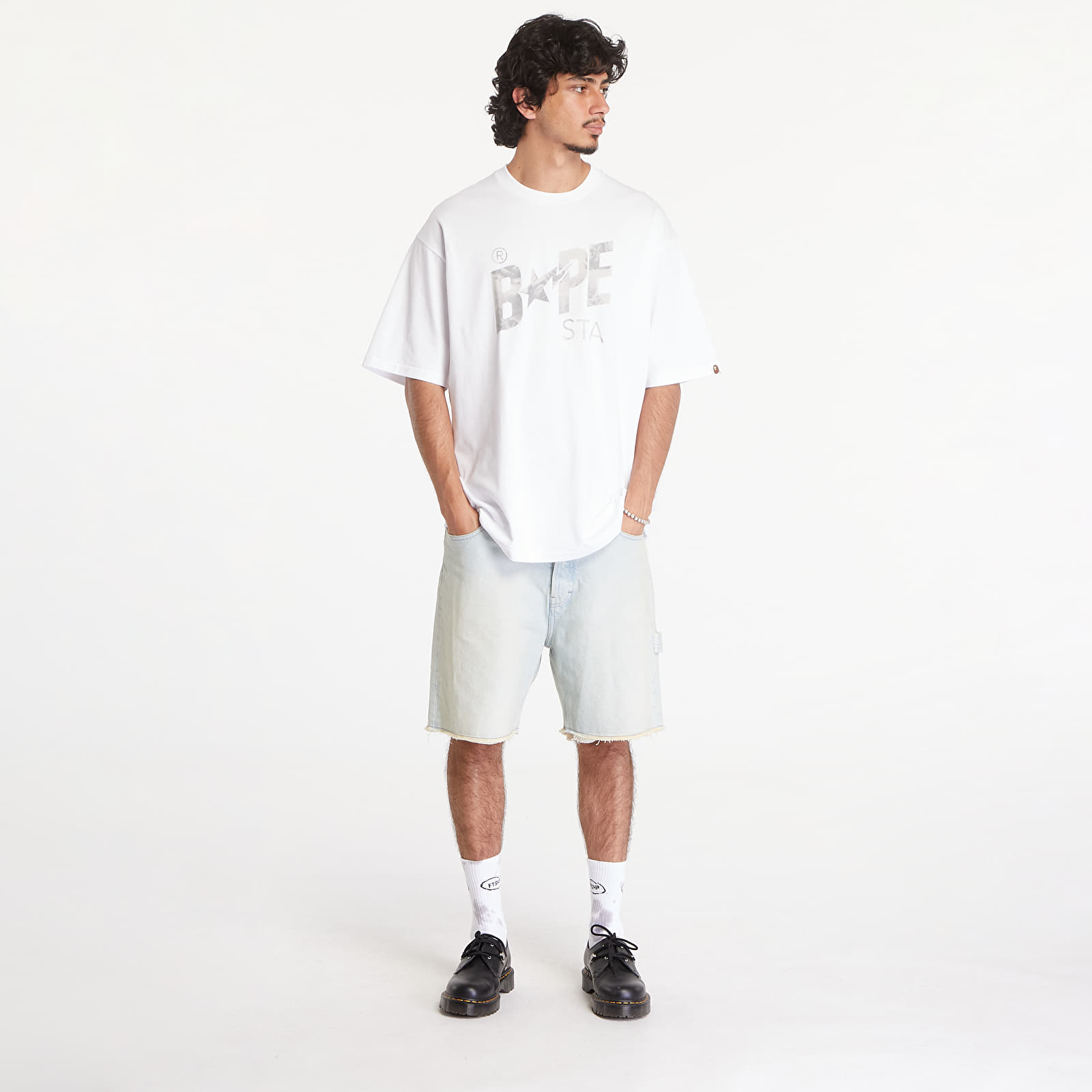 Koszulki A BATHING APE Floral Solid Camo Bape Sta Logo Relaxed Fit Short Sleeve Tee White