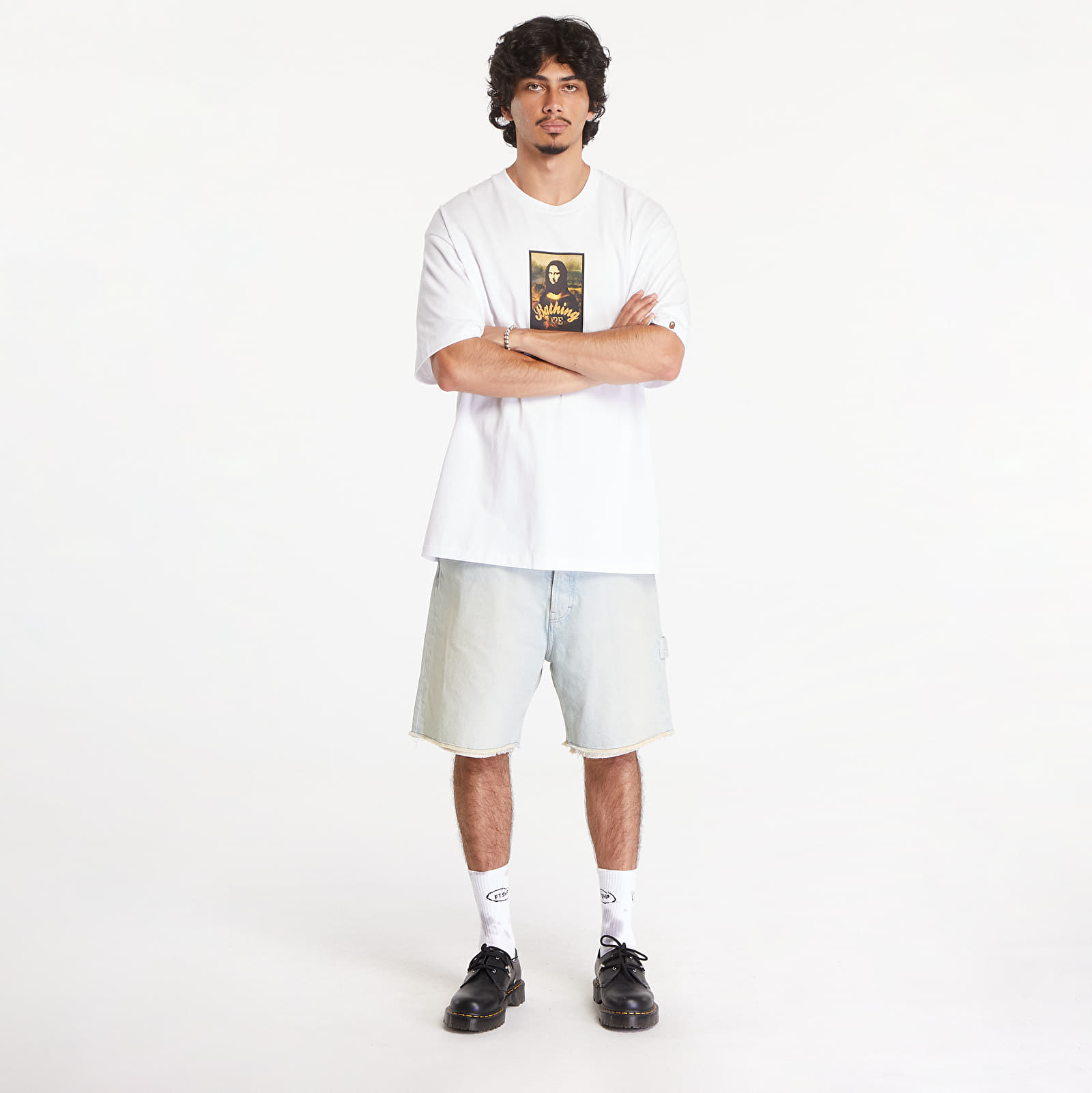 T-Shirts A BATHING APE Art Print Relaxed Fit Short Sleeve Tee White