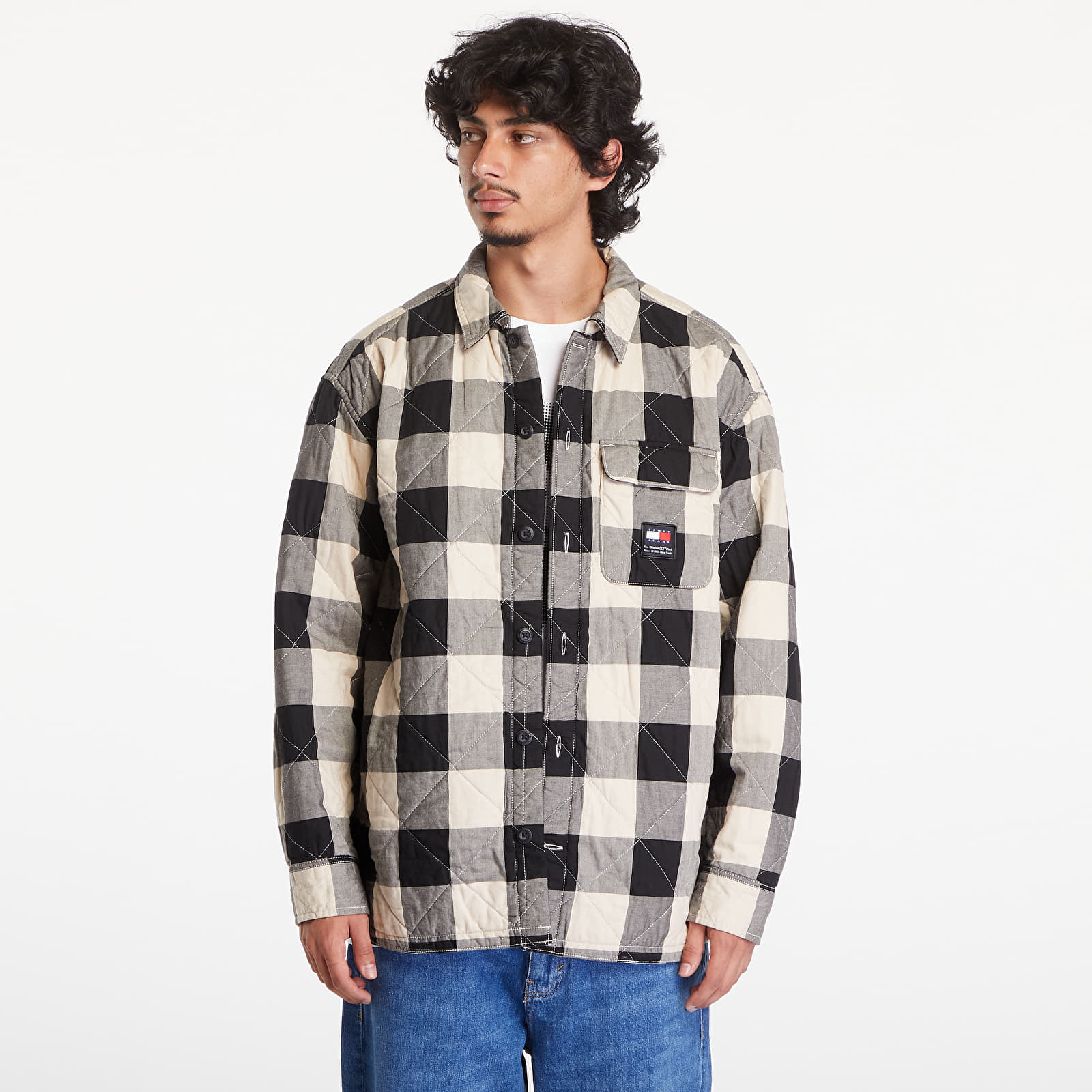 Giacche Tommy Jeans Lined Check Overshirt Black
