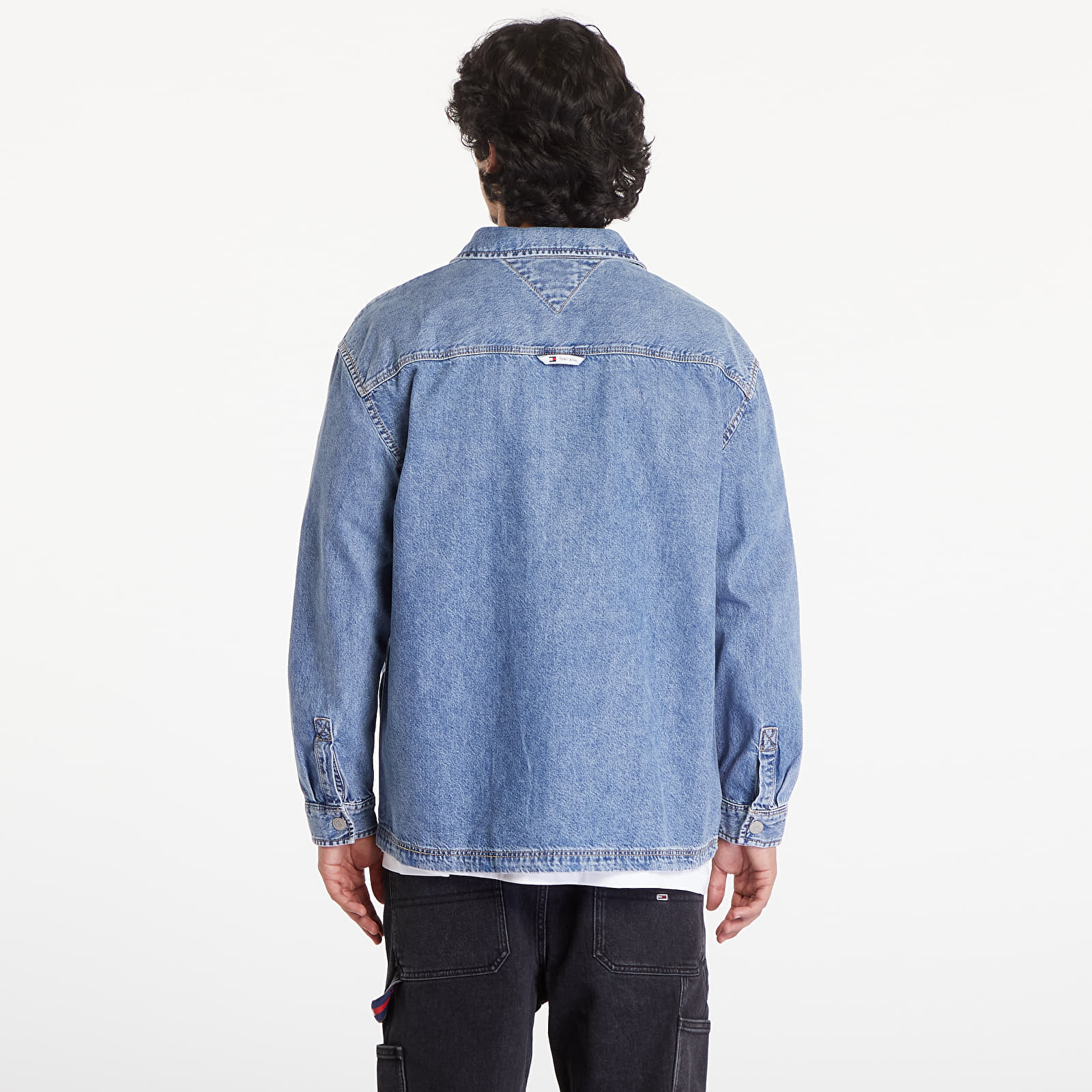 Marškiniai Tommy Jeans Essential Denim Overshirt Mid Indigo