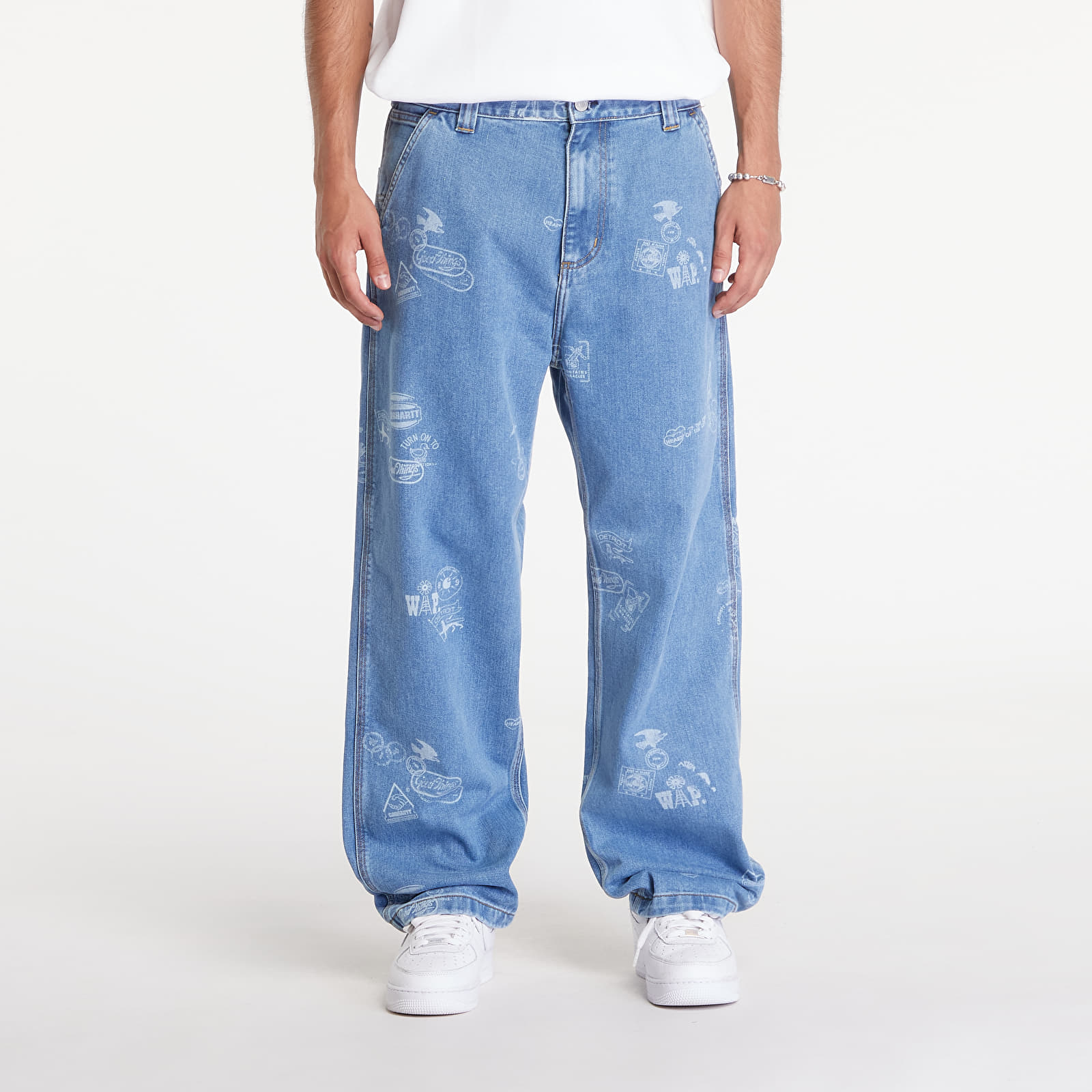 Férfi nadrágok Carhartt WIP Stamp Pant Stamp Print/ Blue Bleached
