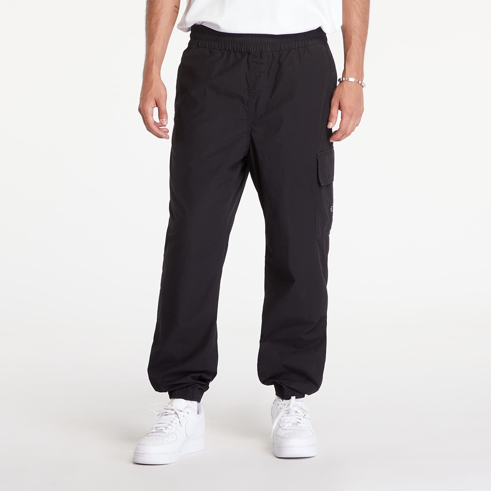 Džíny a kalhoty Calvin Klein Jeans Cotton Poplin Utility Pants Black