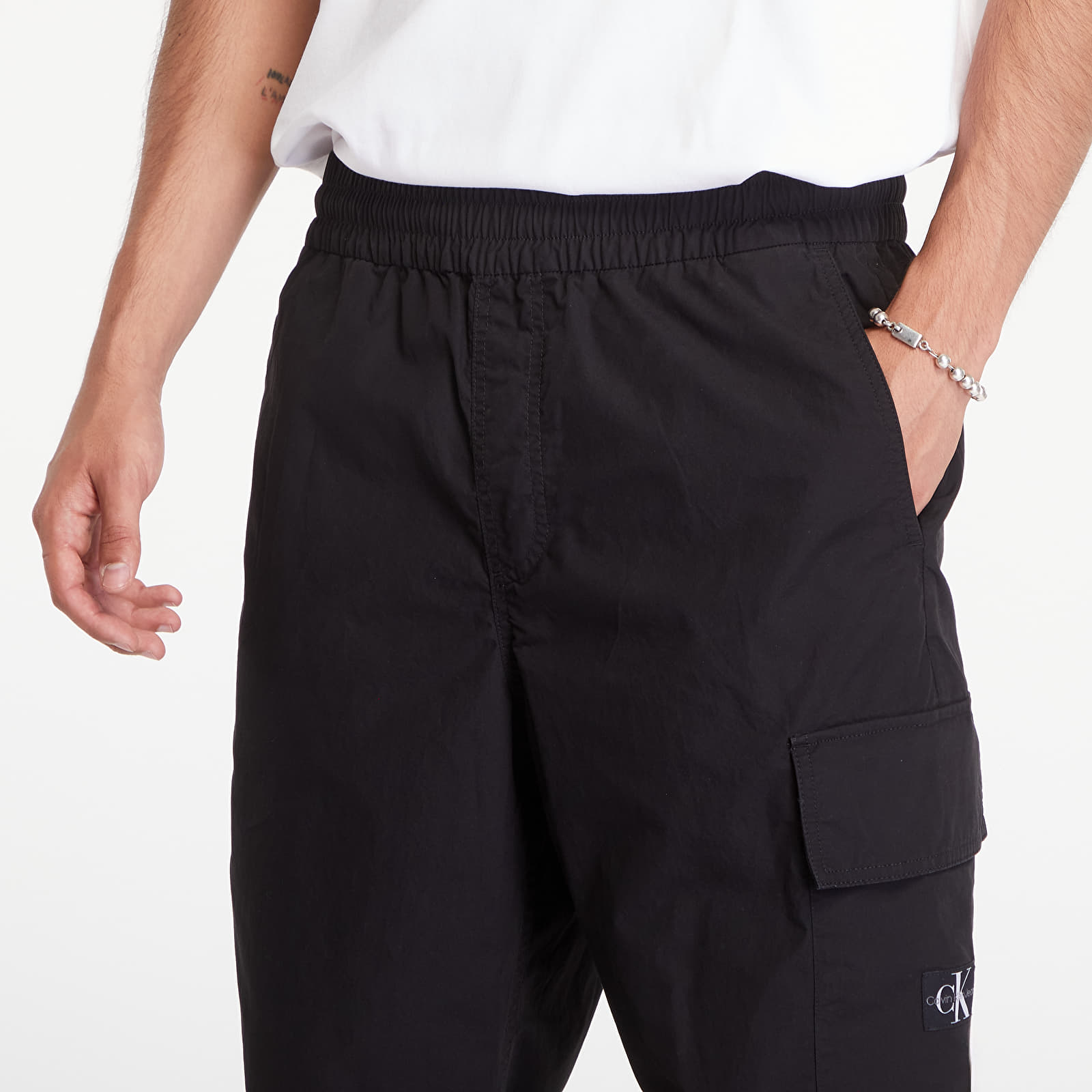 Džíny a kalhoty Calvin Klein Jeans Cotton Poplin Utility Pants Black