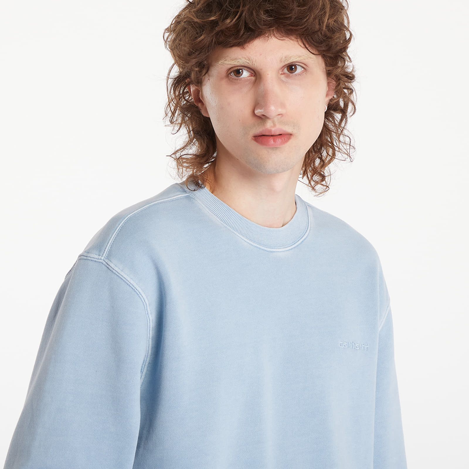 Bluzy Carhartt WIP Duster Script Sweatshirt UNISEX Misty Sky Garment Dyed