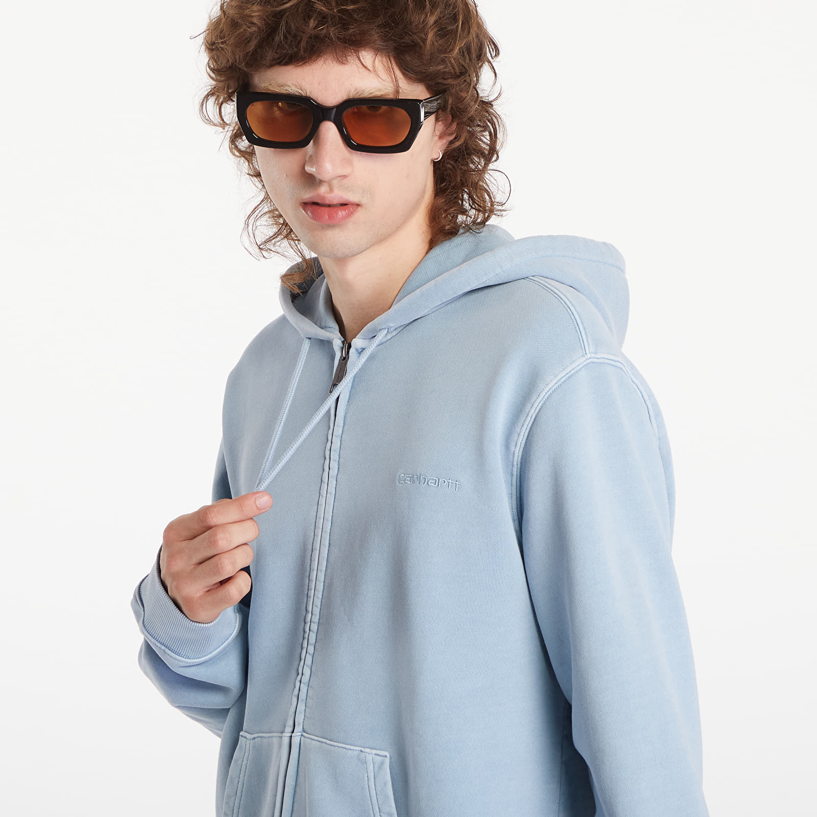 Hoodies and sweatshirts  Carhartt WIP Hooded Duster Script Jacket UNISEX Misty Sky Garment Dyed