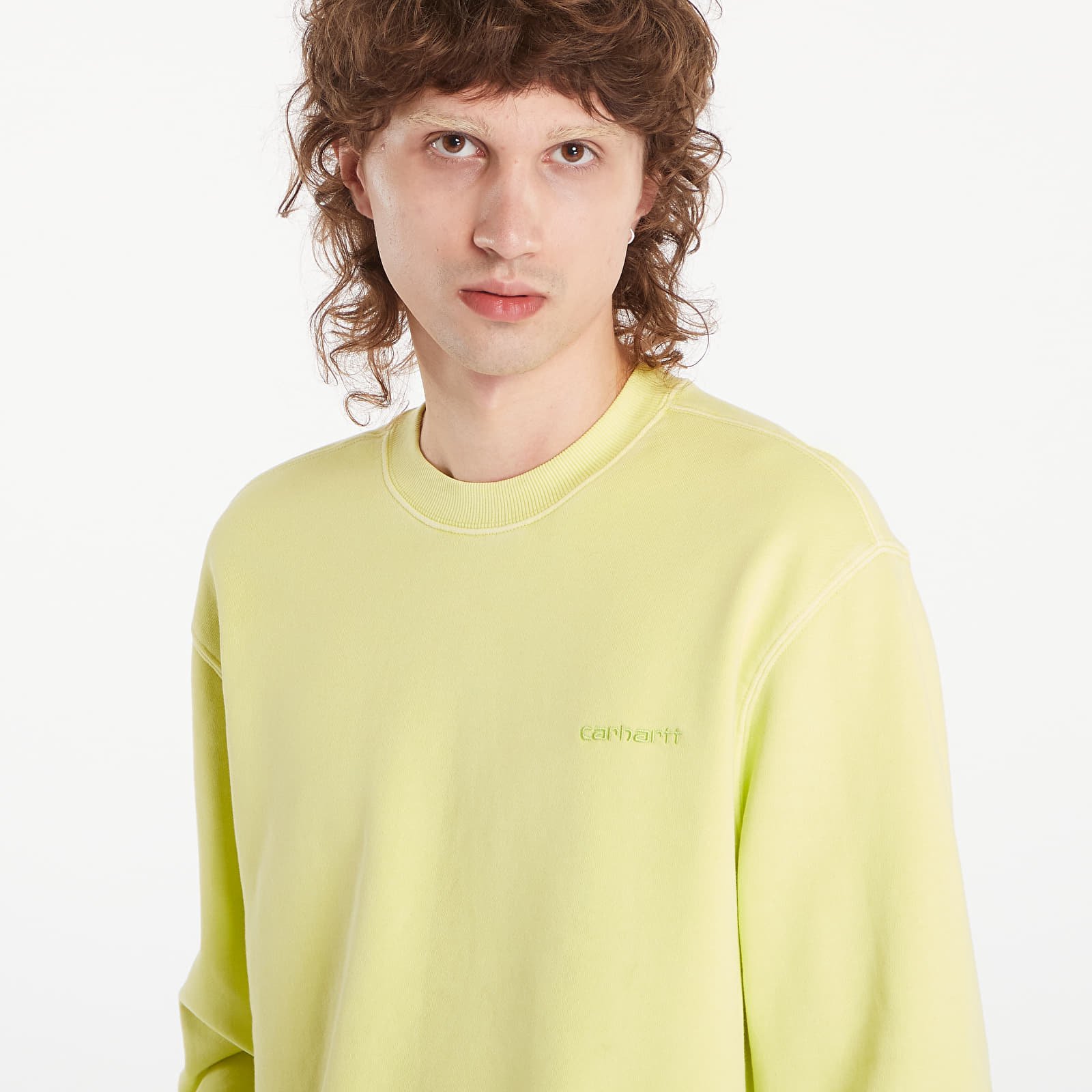 Kapucnis pulóverek és pulcsik Carhartt WIP Duster Script Sweatshirt UNISEX Arctic Lime Garment Dyed