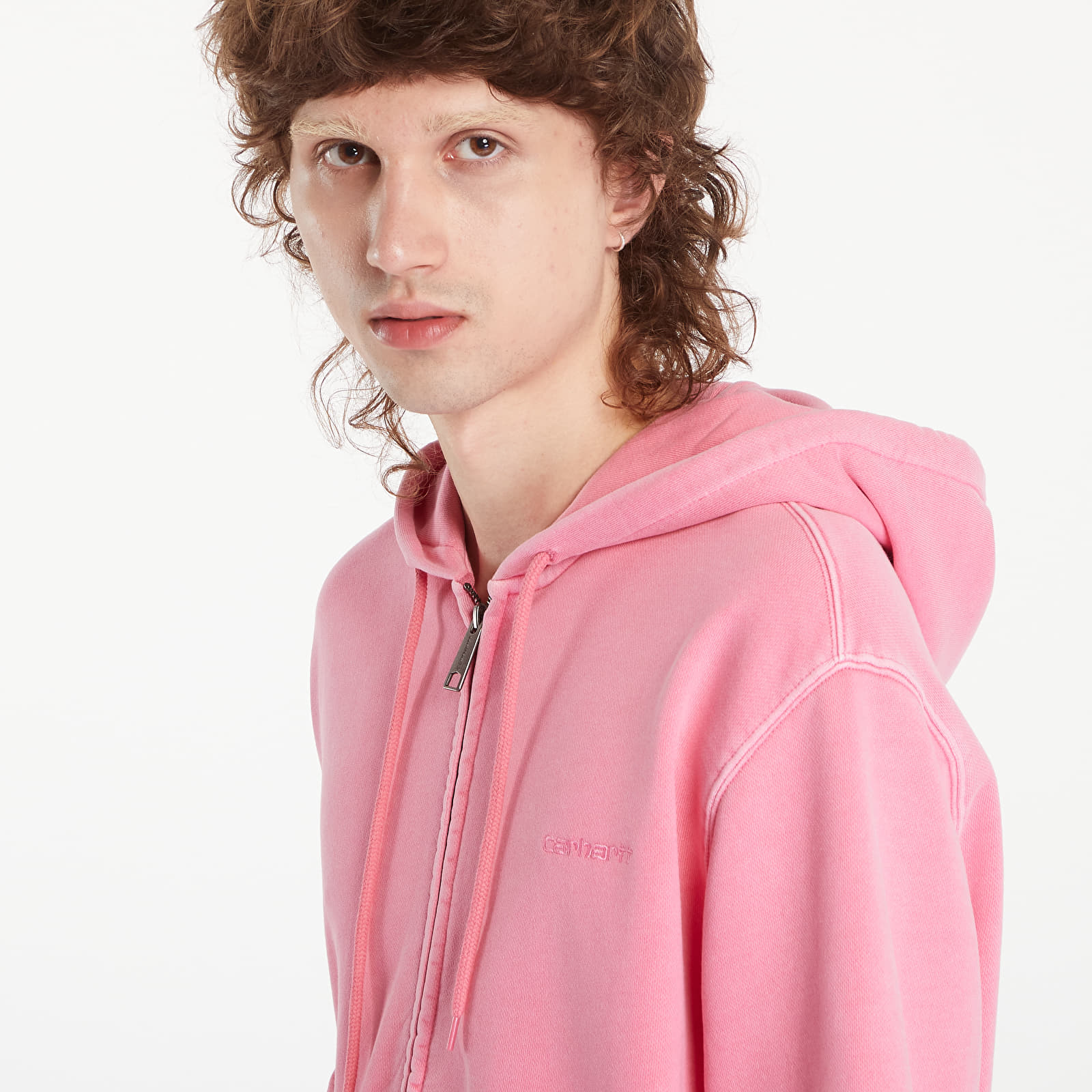 Kapucnis pulóverek és pulcsik Carhartt WIP Hooded Duster Script Jacket UNISEX Charm Pink Garment Dyed