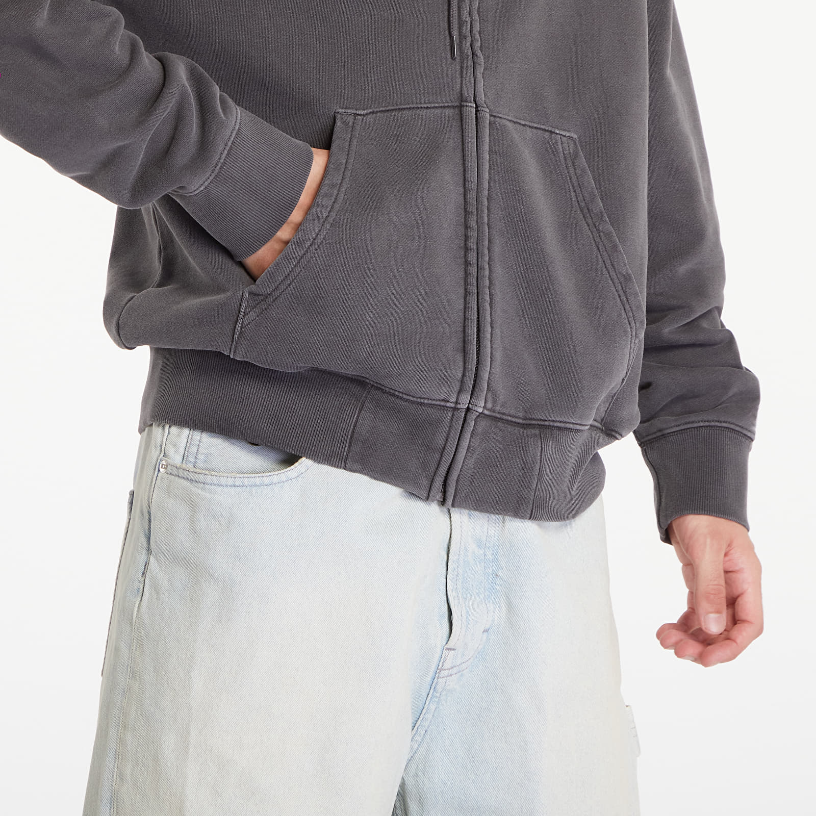 Kapucnis pulóverek és pulcsik Carhartt WIP Hooded Duster Script Jacket UNISEX Black Garment Dyed