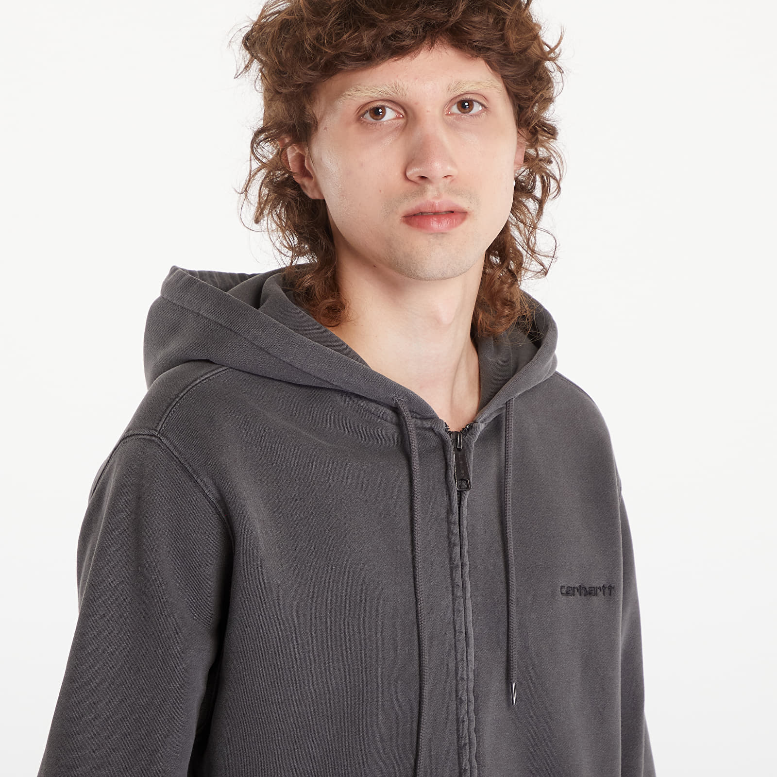 Kapucnis pulóverek és pulcsik Carhartt WIP Hooded Duster Script Jacket UNISEX Black Garment Dyed
