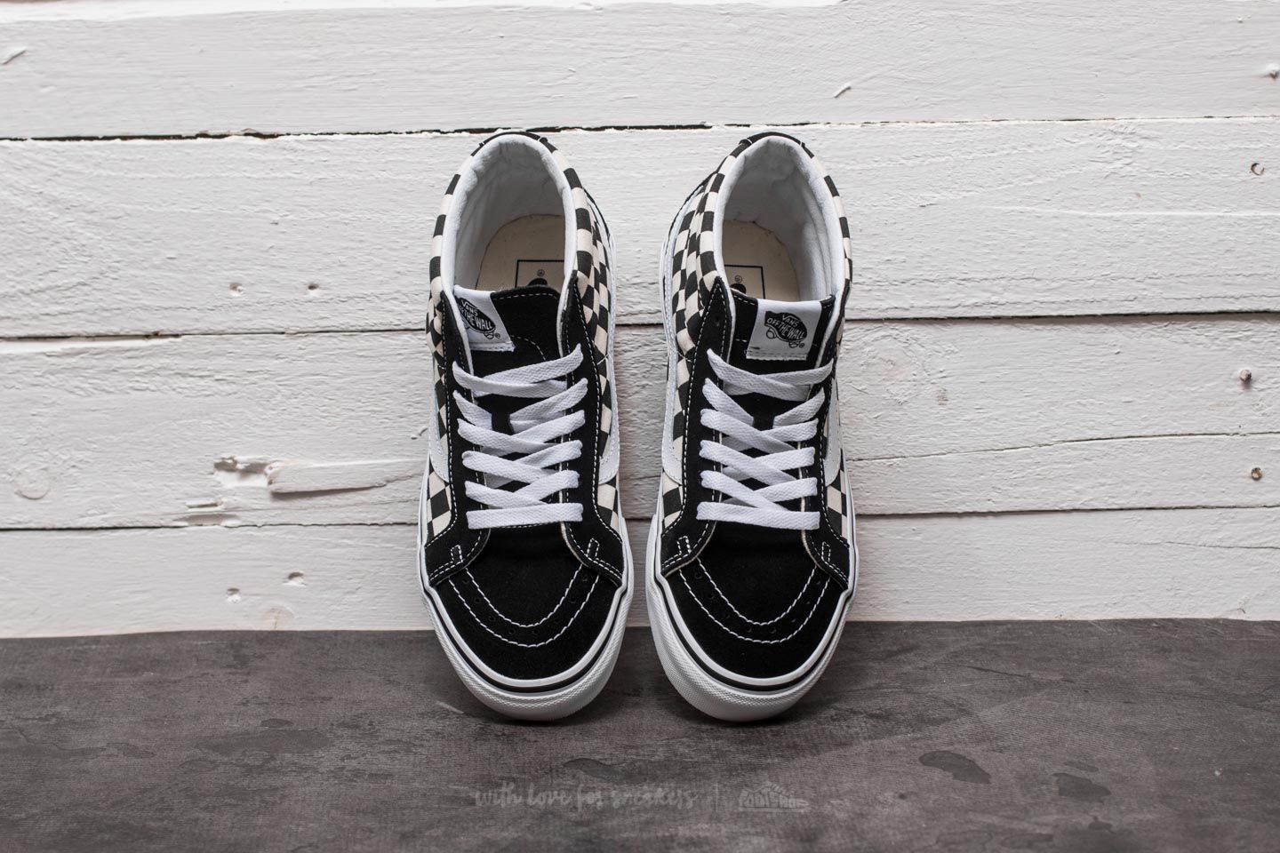 Men s shoes Vans Sk8 Mid Reissue Checkerboard True White Footshop