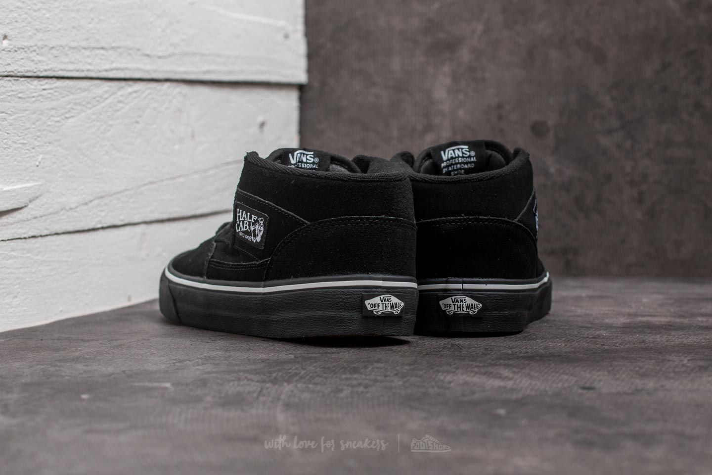Men s shoes Vans Half Cab Suede Black White Black Footshop