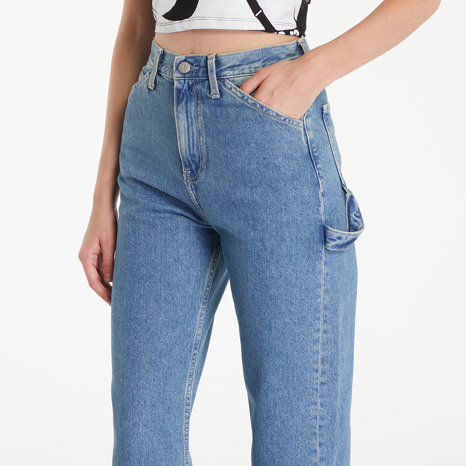 Дънки Calvin Klein Jeans High Rise Straight Denim Light