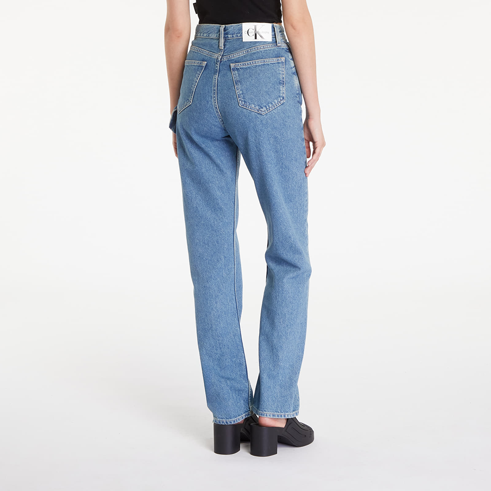 Дънки Calvin Klein Jeans High Rise Straight Denim Light