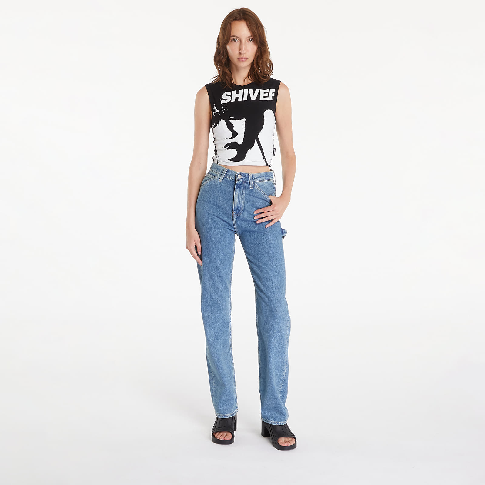 Дънки Calvin Klein Jeans High Rise Straight Denim Light