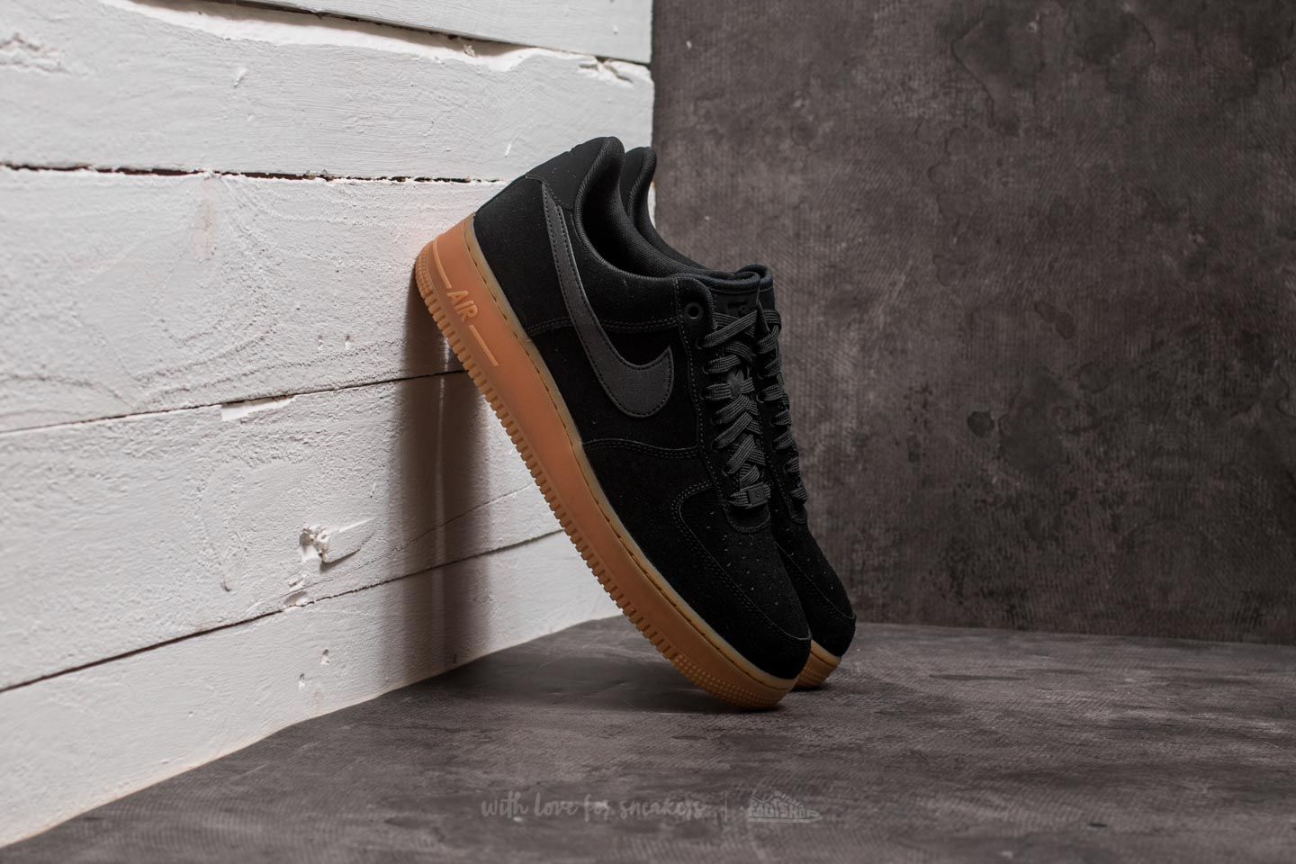 Men s shoes Nike Air Force 1 07 LV8 Suede Black Black Gum Medium Brown Footshop