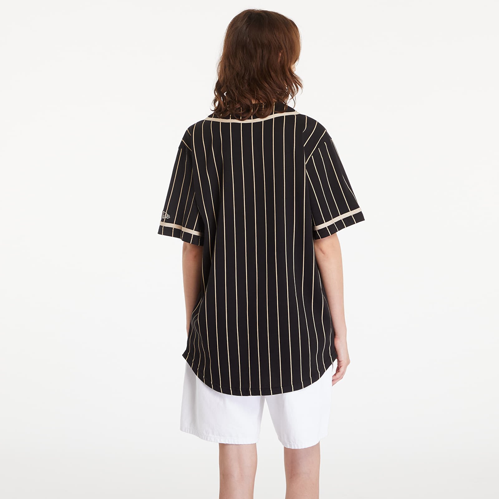 T-shirty męskie New Era Pinstripe Jersey Black/ Stone