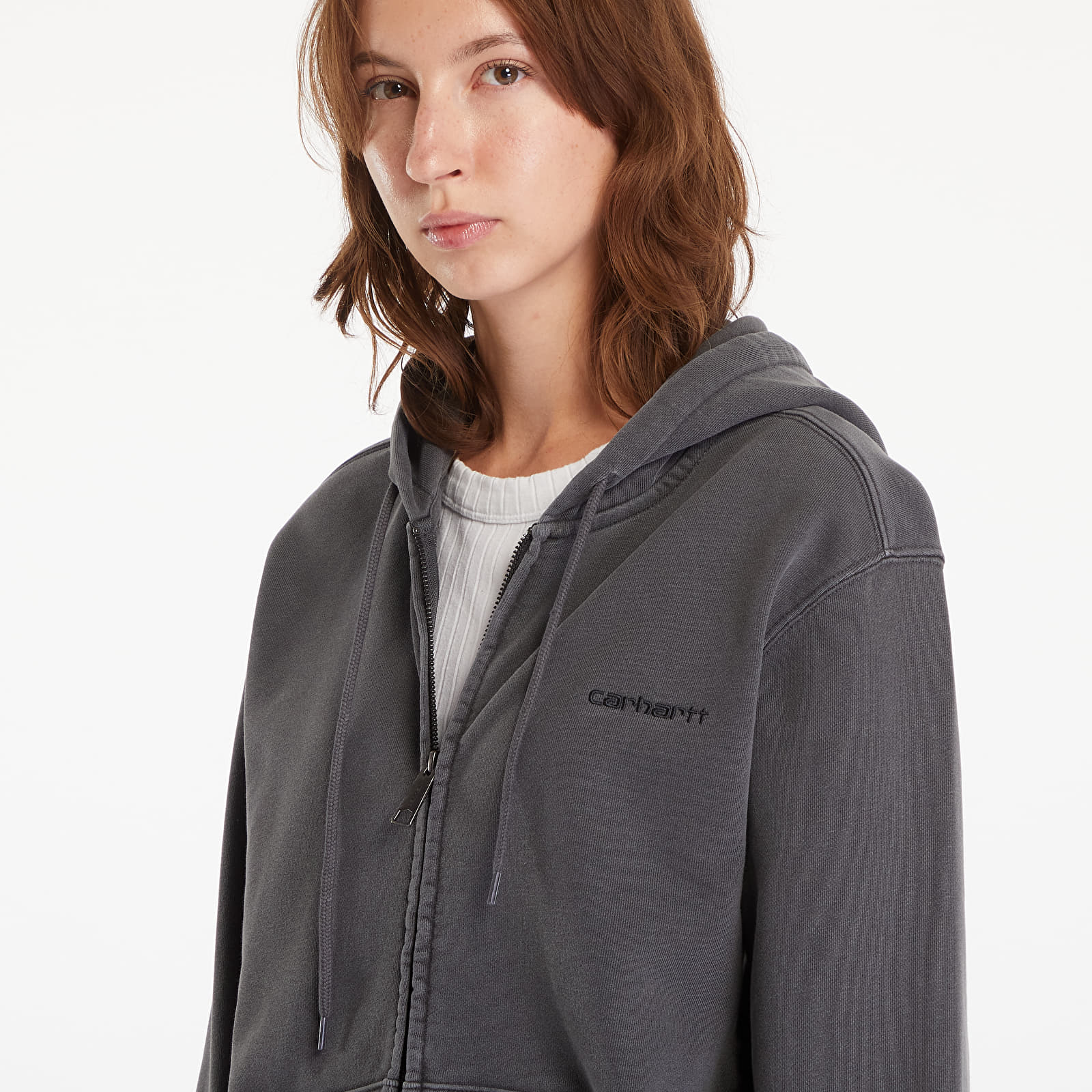 Kapucnis pulóverek és pulcsik Carhartt WIP Hooded Duster Script Jacket UNISEX Black Garment Dyed