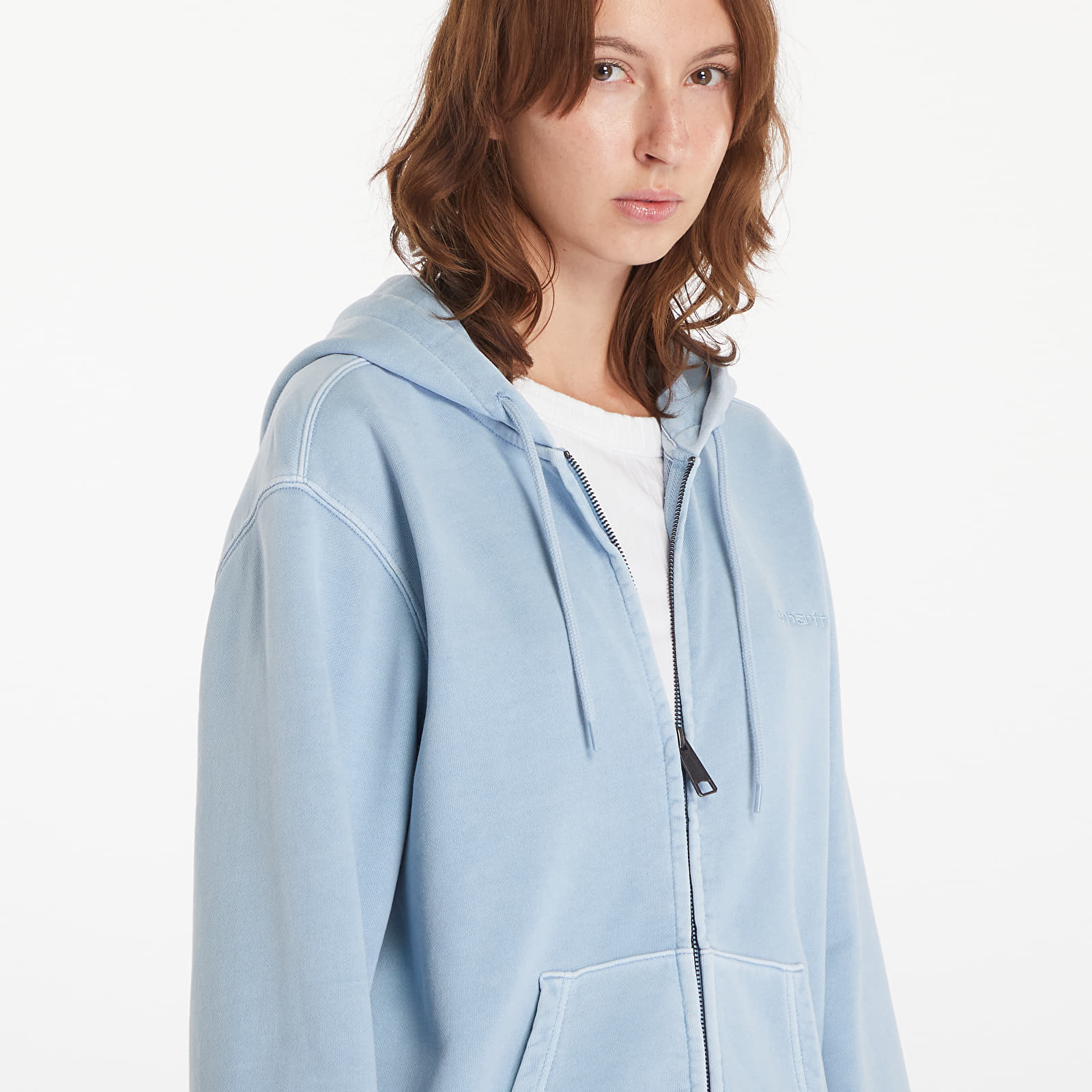 Hoodies and sweatshirts  Carhartt WIP Hooded Duster Script Jacket UNISEX Misty Sky Garment Dyed