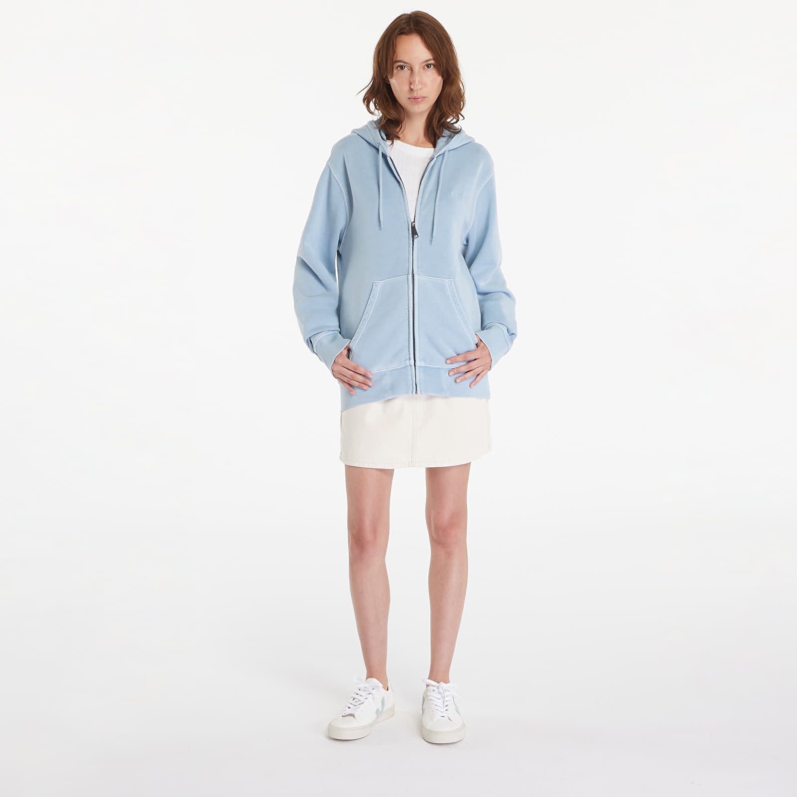 Hoodies and sweatshirts  Carhartt WIP Hooded Duster Script Jacket UNISEX Misty Sky Garment Dyed