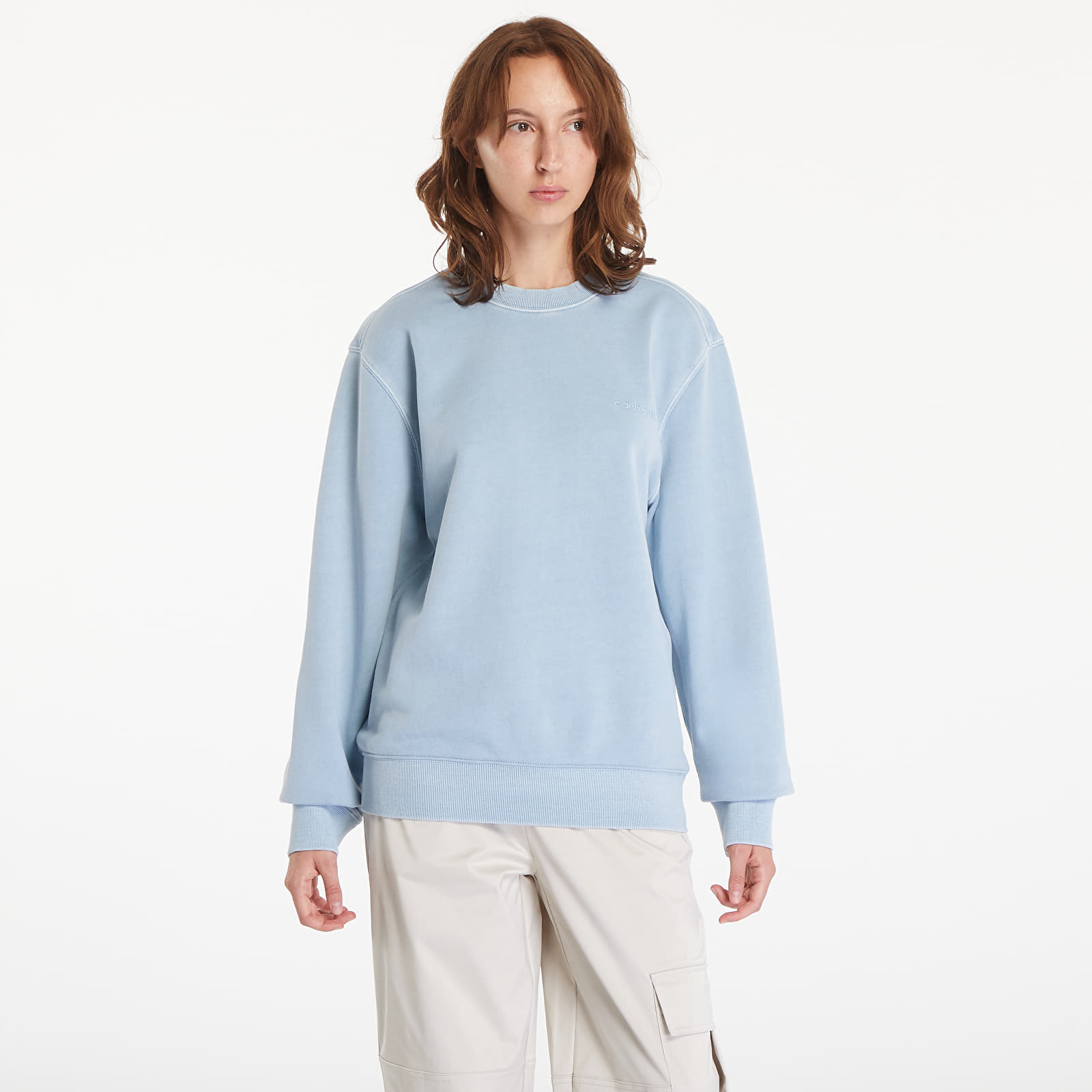 Bluzy Carhartt WIP Duster Script Sweatshirt UNISEX Misty Sky Garment Dyed