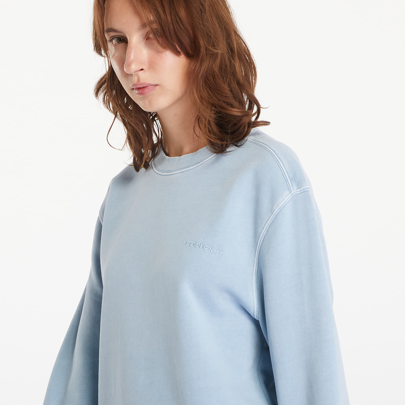 Bluzy Carhartt WIP Duster Script Sweatshirt UNISEX Misty Sky Garment Dyed